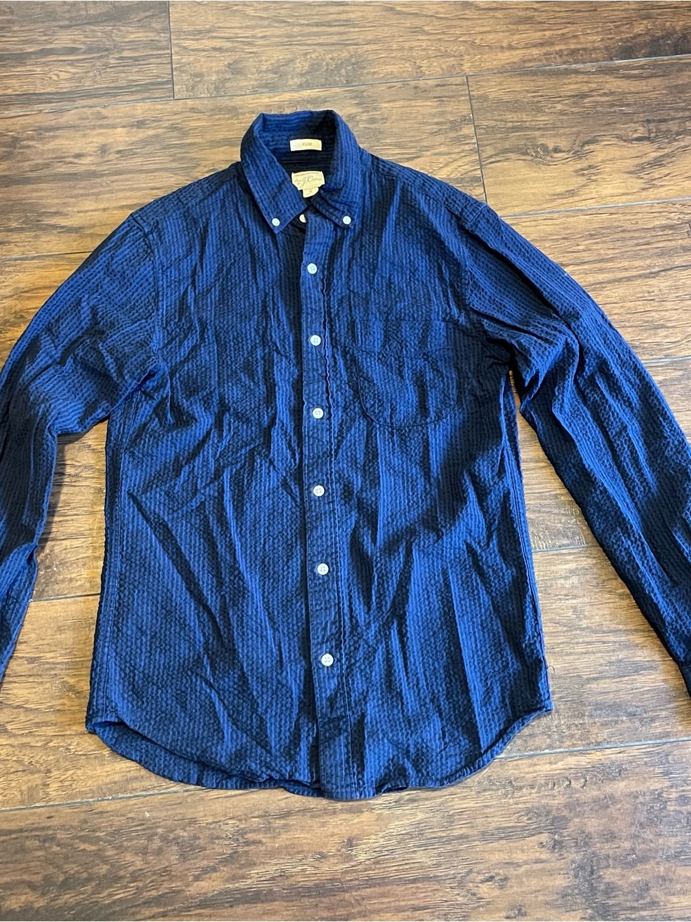 J. Crew Navy Textured Button-Down Shirt